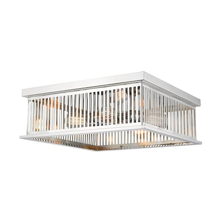 Z-Lite Camellia 4 Light Flush Mount, Polished Nickel & Polished Nickel 333F4PN